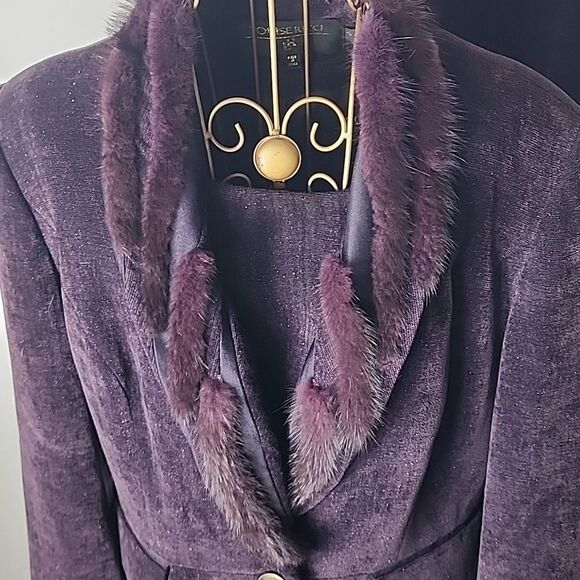 Vintage Plum Louise Ricci 3 Piece Jacket Blazer Skirt Top Set Size 12 - Picture 1 of 15